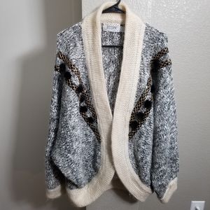 Vintage Belldini Winter/Christmas Open Mohair/Wool Cardigan Size Large